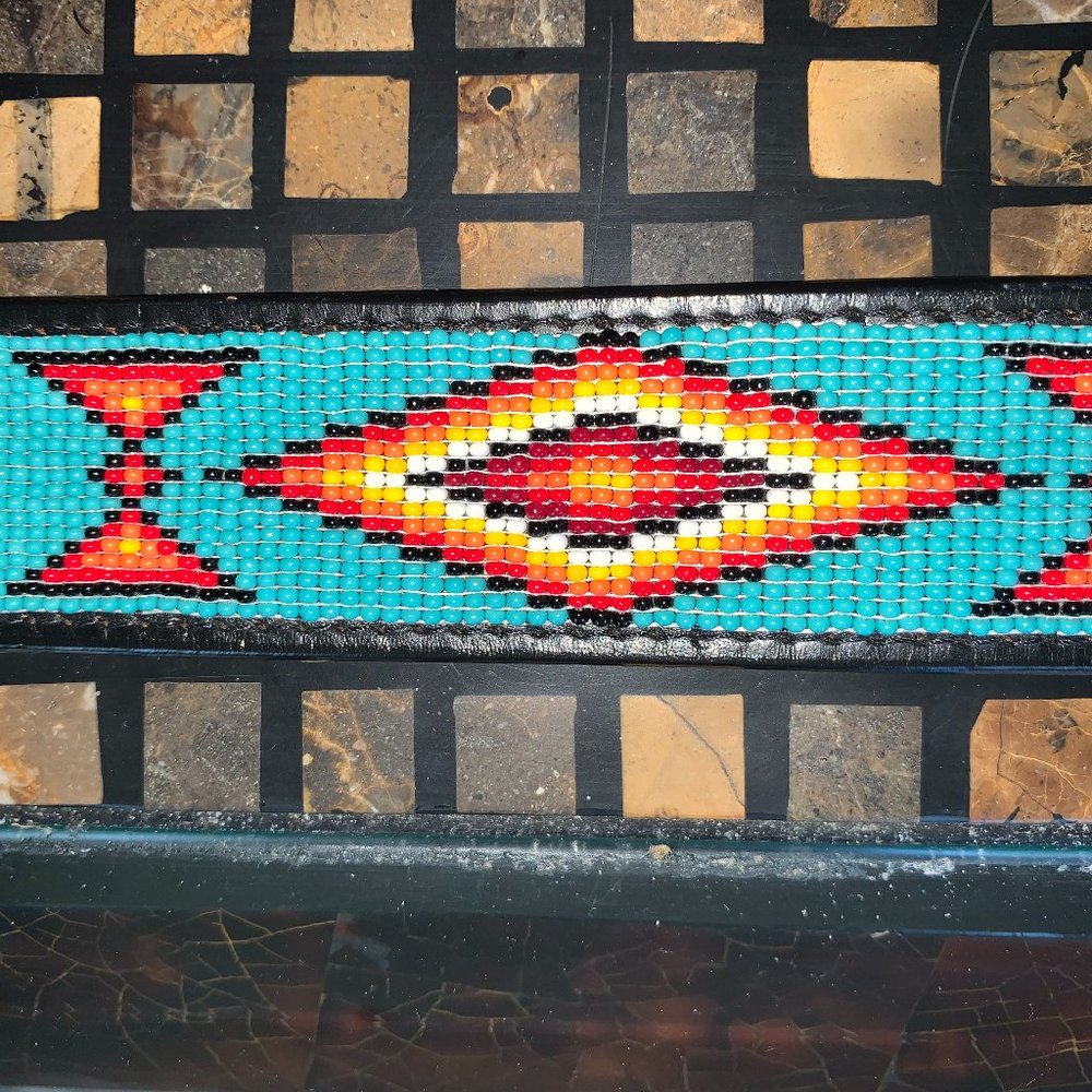 Southwestern Beaded Leather Belt